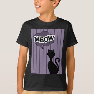 Black Cat Cartoon sagt lila Mäuse T-Shirt