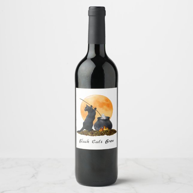 Black Cat Cauldron Weinetikett (Vorderseite)