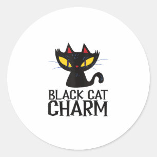 Black Cat Charm Halloween Runder Aufkleber