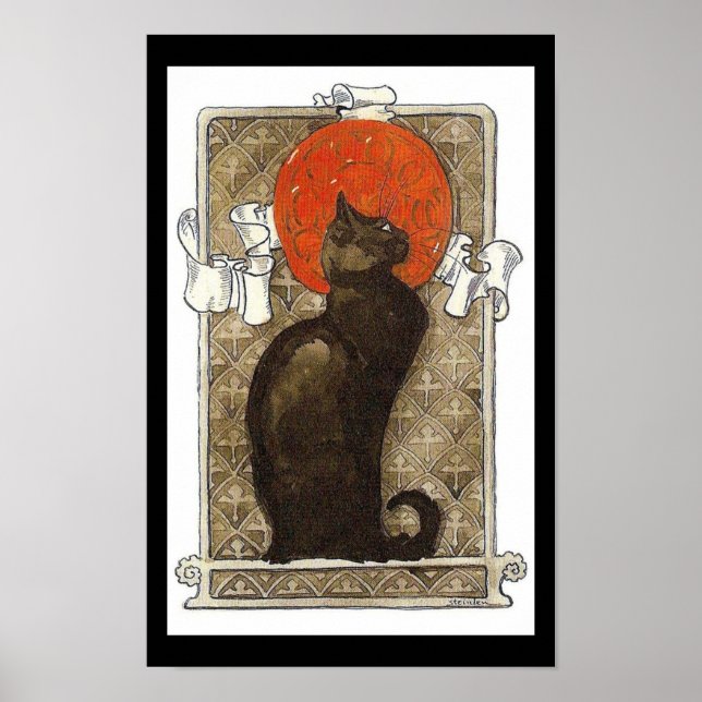 Black Cat / Chat Art Nouveau Poster (Vorne)