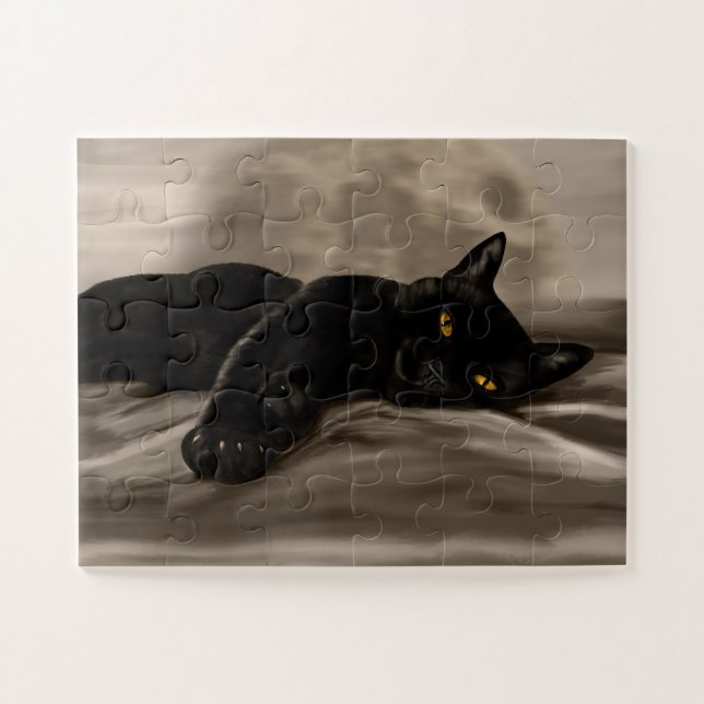 Black Cat Chilling Puzzle (Horizontal)