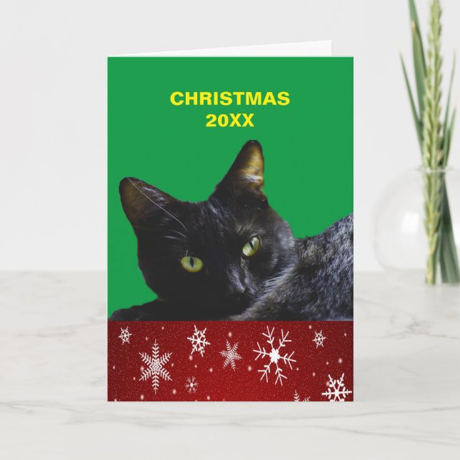Black Cat Christmas 20XX Grußkarte Feiertagskarte (Vorderseite)