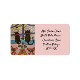 Black Cat Christmas Address Label Adressaufkleber