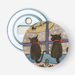 Black Cat Christmas Button Flasche Opener Flaschenöffner