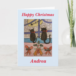 Black Cat Christmas Card Karte