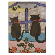 Black Cat Christmas Clipboard