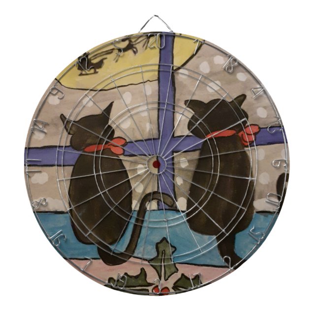 Black Cat Christmas Dartboard Dartscheibe (vorne)