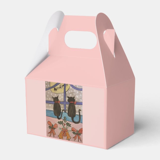 Black Cat Christmas Favor Box Geschenkschachtel (Vorderseite)