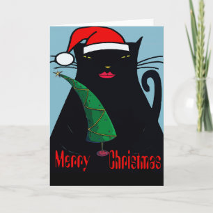 Black Cat Christmas Feiertagskarte