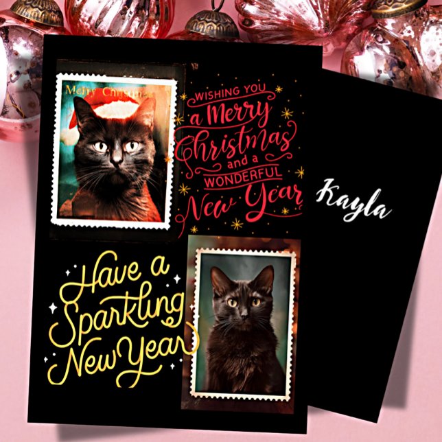 Black cat christmas  feiertagskarte (Von Creator hochgeladen)