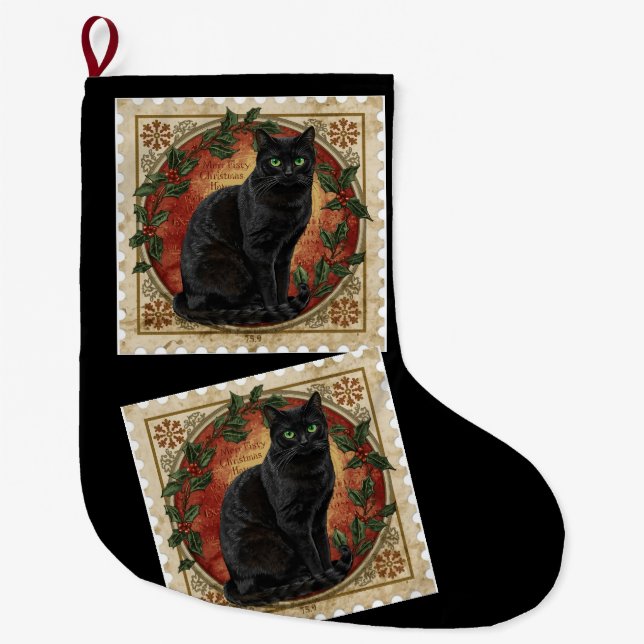 Black cat christmas großer weihnachtsstrumpf (Vorderseite)