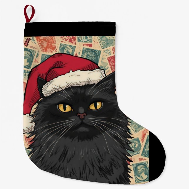 Black cat christmas großer weihnachtsstrumpf (Vorderseite)