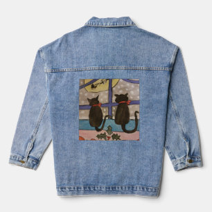 Black Cat Christmas Hoodie Jeansjacke