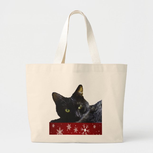 Black Cat Christmas Jumbo Tote Bag Jumbo Stoffbeutel (Vorne)