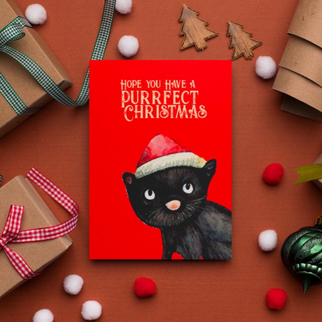 Black Cat Christmas Karte (Von Creator hochgeladen)