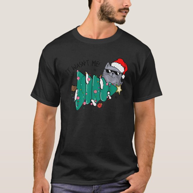 Black Cat Christmas Lights Cat Lover Funny Xmas Pa T-Shirt (Vorderseite)