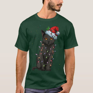 Black Cat Christmas Lights T Funny Cat Lover Chris T-Shirt