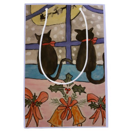 Black Cat Christmas Mittlere Geschenktüte