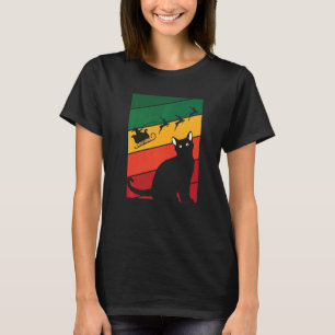 Black Cat Christmas Pajama Niedlich Santa Reindeer T-Shirt