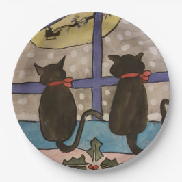 Black Cat Christmas Pappteller