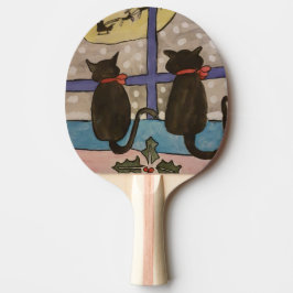 Black Cat Christmas Ping Pong Paddle Tischtennis Schläger