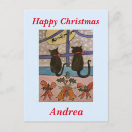 Black Cat Christmas Postkarte