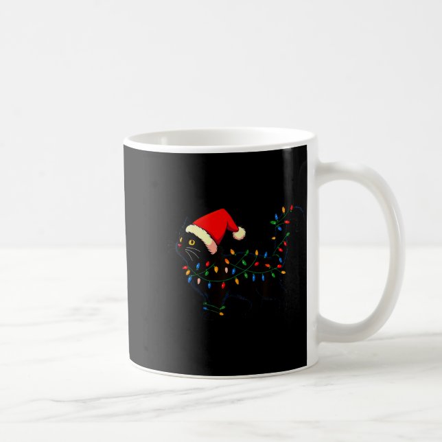 Black Cat Christmas Santa Hat Funny  Kaffeetasse (Rechts)