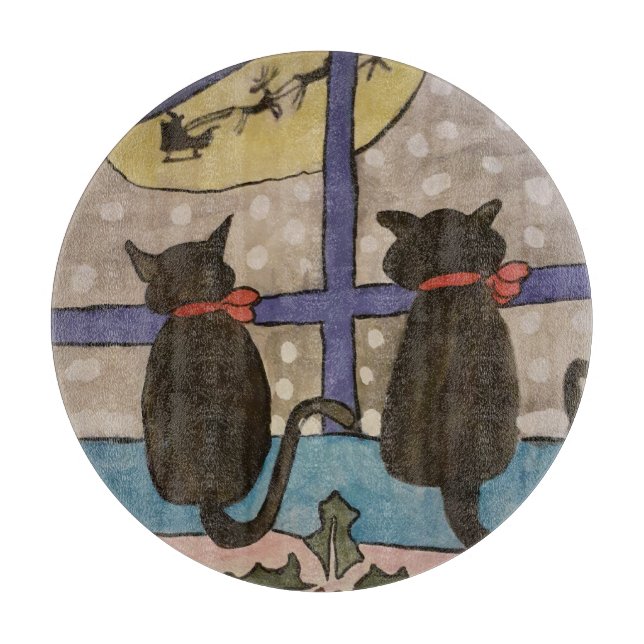 Black Cat Christmas Schneidebrett (Vorderseite)