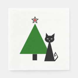 Black Cat Christmas Serviette