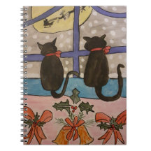 Black Cat Christmas Spiral Notebook