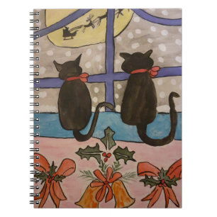 Black Cat Christmas Spiral Notebook Notizblock