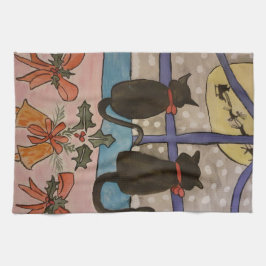 Black Cat Christmas Tee Handtuch