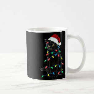 Black Cat Christmas Tree Lights Fun Santa Kitten L Kaffeetasse