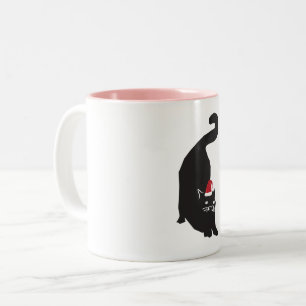 Black Cat Christmas Zweifarbige Tasse