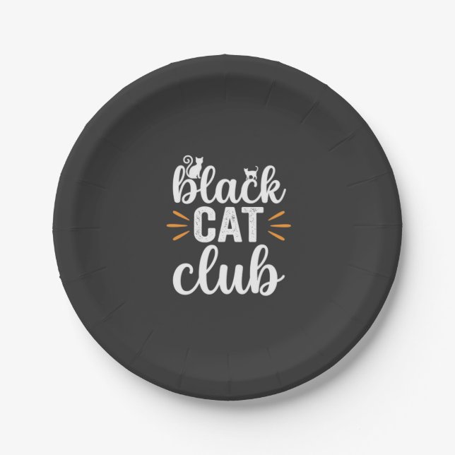 Black Cat Club Halloween-Design Pappteller (Vorderseite)