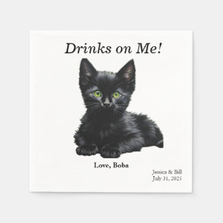 Black Cat Cocktail Napkin Serviette