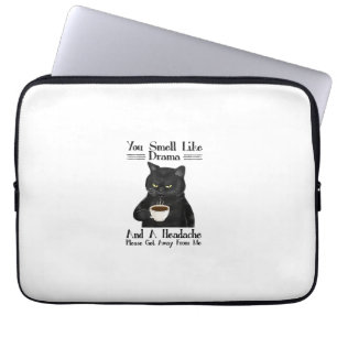 Black Cat Coffee Du Riechst Nach Drama Und Einer K Laptopschutzhülle