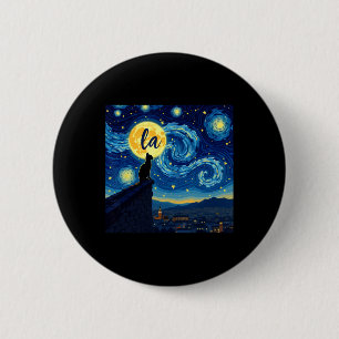 Black Cat Comma La Kamala Harris Halloween Starry Button