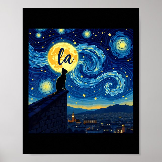 Black Cat Comma La Kamala Harris Halloween Starry Poster (Vorne)