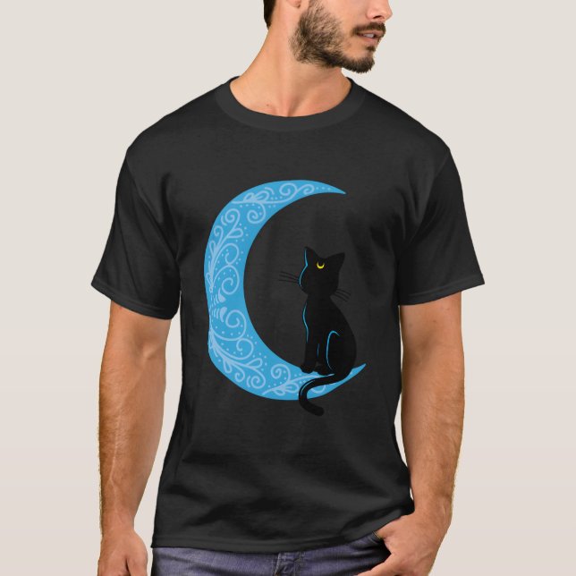Black Cat Crescent Moon Sailor Mama T-Shirt (Vorderseite)