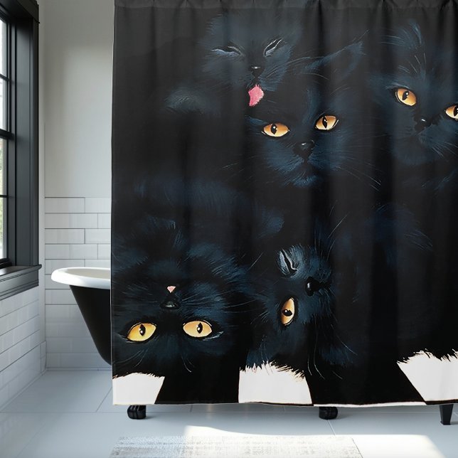 Black Cat Cuddle Duschvorhang (Von Creator hochgeladen)
