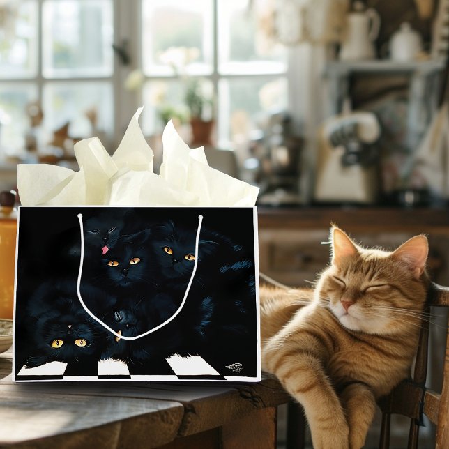 Black Cat Cuddle Große Geschenktüte (Von Creator hochgeladen)