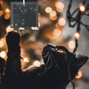 Black Cat Cuddle Ornament Aus Glas