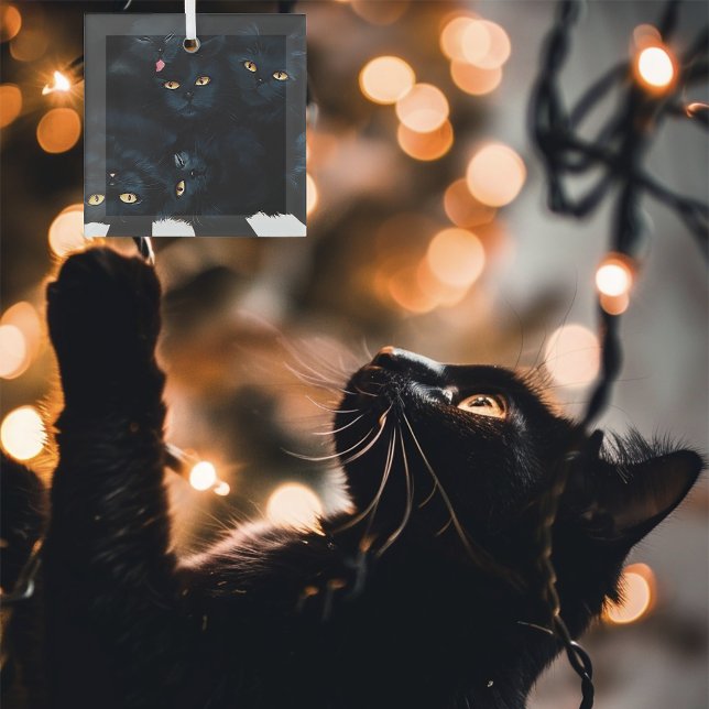Black Cat Cuddle Ornament Aus Glas (Von Creator hochgeladen)