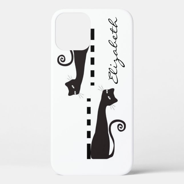 Black Cat Custom Monogram Case-Mate iPhone Hülle (Rückseite)