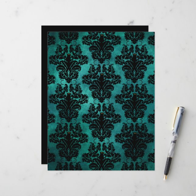 Black Cat Damask  (Vorderseite/Rückseite Beispiel)