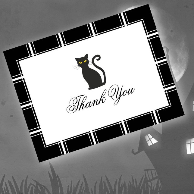 Black Cat Danke Halloween Black Postkarte (Von Creator hochgeladen)
