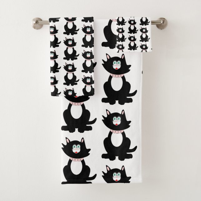 Black Cat Design Badhandtuch Set (Insitu)