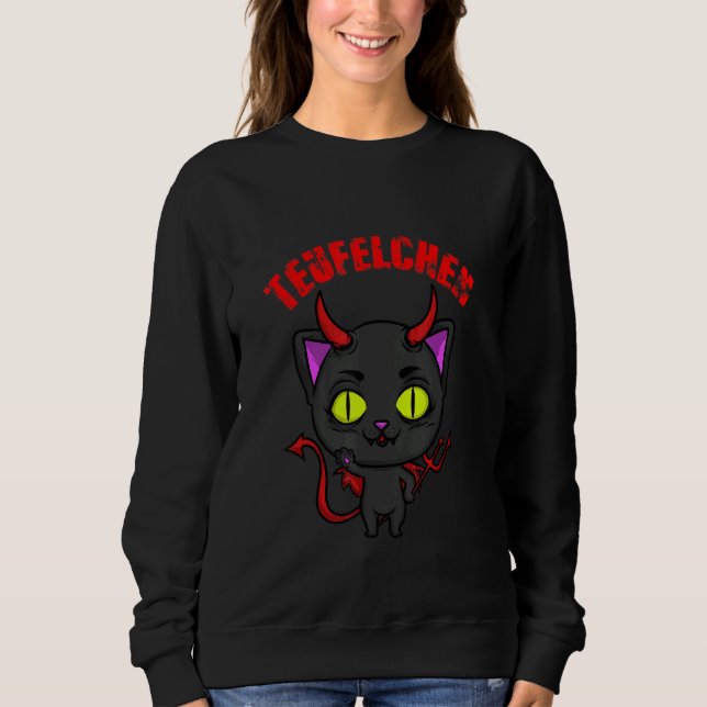 Black Cat Devil Kitten Kostume Hell Sweatshirt (Vorderseite)