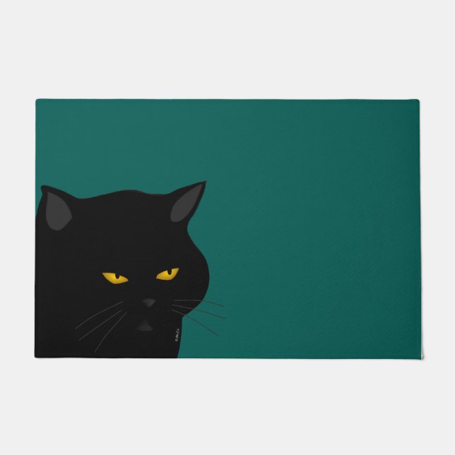 Black Cat Door Mat Fußmatte (Vorderseite)